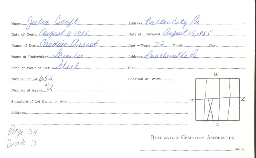 burial card